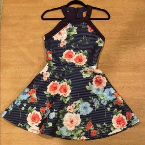 Navy Blue Floral Dress